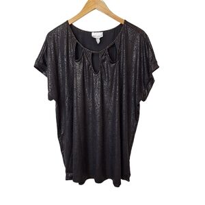 Hot Ginger Women’s Size 4XL Pullover Top Black Cutouts Stretch Short Sleeve Knit